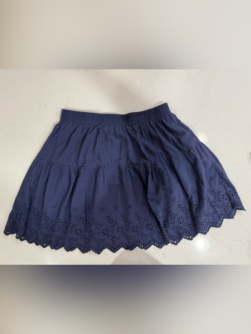 Umgee Navy Eyelet Cotton Mini Skirt